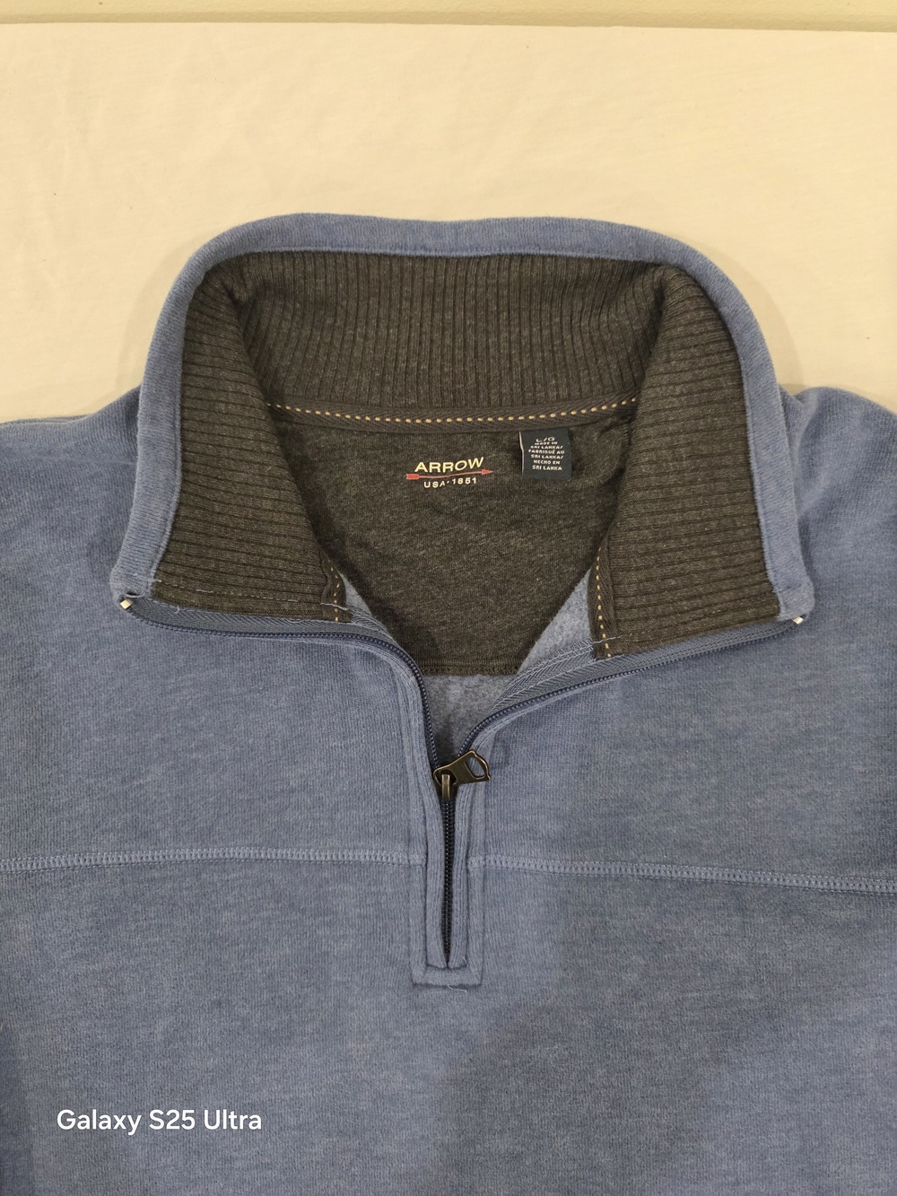 Arrow Designed Blue Quarter-Zip Sweater Men Size L